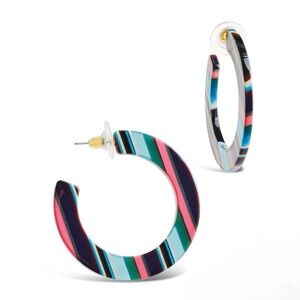 Colorful Striped Resin Hoop Earrings